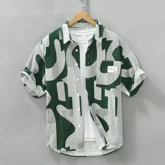 Chemise homme surdimensionné graphique avec poche chemises