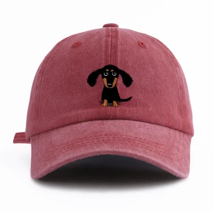 Casquette de Baseball délavée imprimée teckel pour adultes