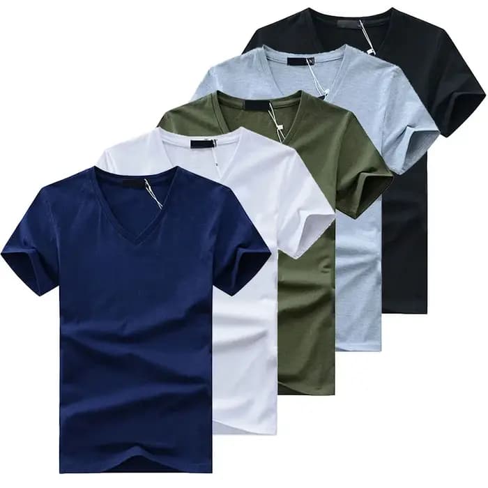 T-Shirt à Manches Courtes et Col en V pour Homme
