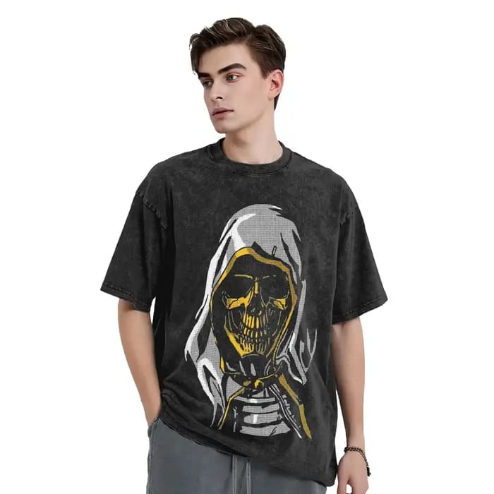 Crâne mort Stranding graphique T-Shirts Manga lavé surdimensionné