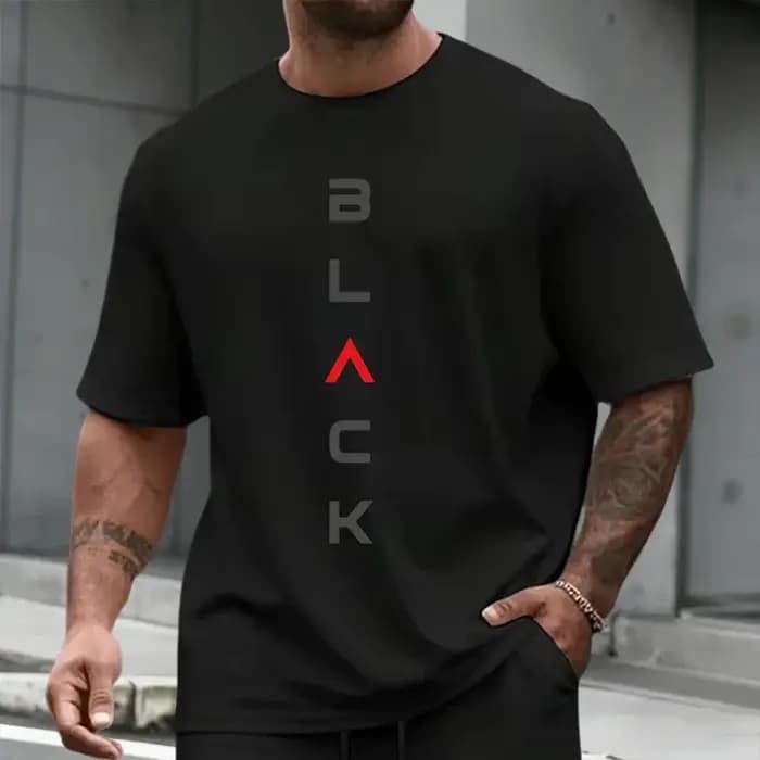 Ensemble T-shirt et short imprimé lettres noires pour homme – Tenue décontractée sportive d'été à manches courtes – Mode urbaine Streetwear