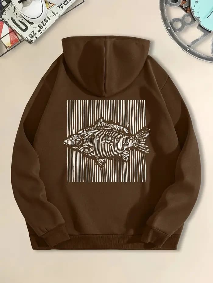 Sweat à capuche rayé, pull décontracté tendance pour homme et femme avec poche kangourou