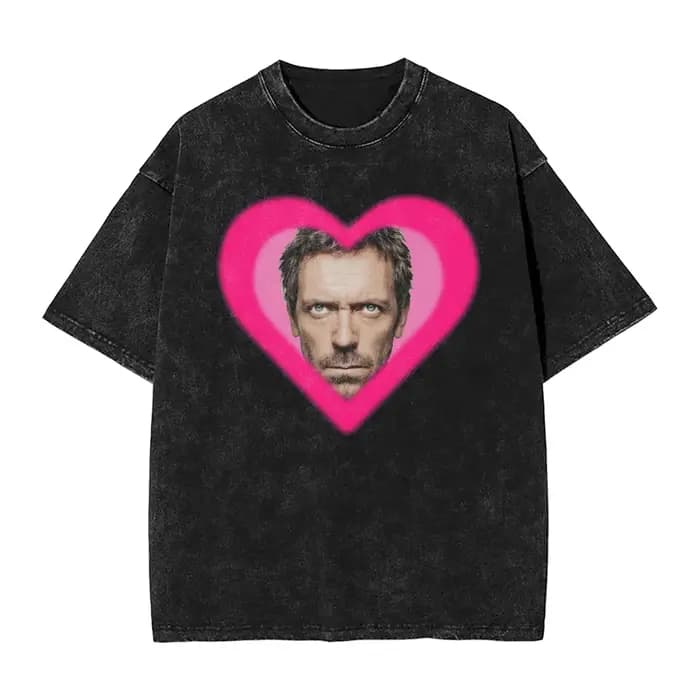 Dr Wilson House MD flammes bleues T-Shirts pour hommes délavé Humor t-shirt à manches courtes col rond