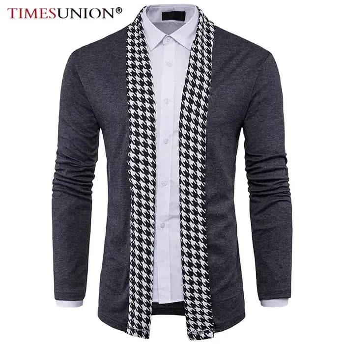 Cardigan noir pour hommes printemps automne mode tricot décontracté vêtements de marque masculin manteau