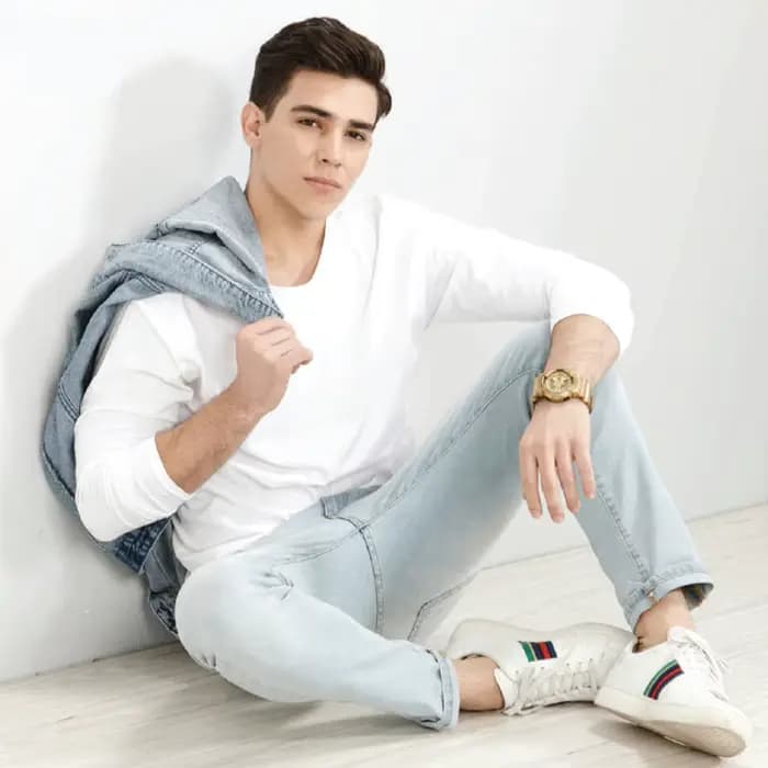 T-shirts à manches longues 100 % coton pour hommes