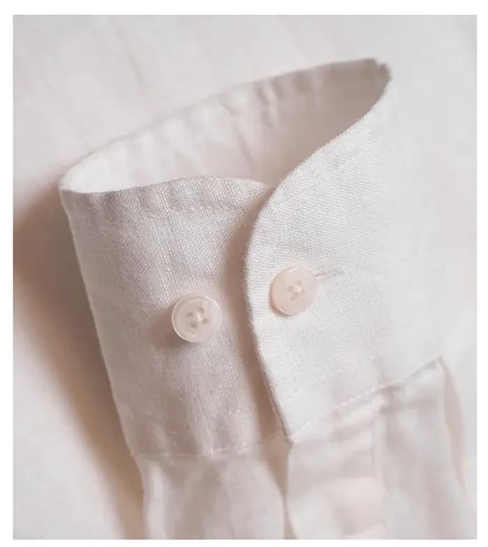 Chemise pour hommes haut de gamme en pur lin naturel - Blanc