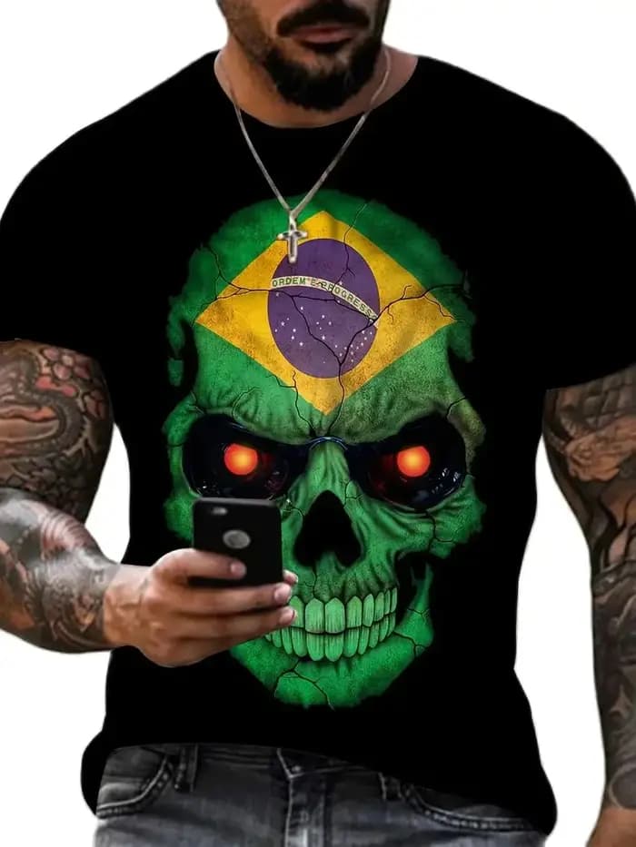 Crâne 3D T-shirt pour hommes mode Hip Hop col rond chemise à manches courtes Harajuku hommes T-shirt