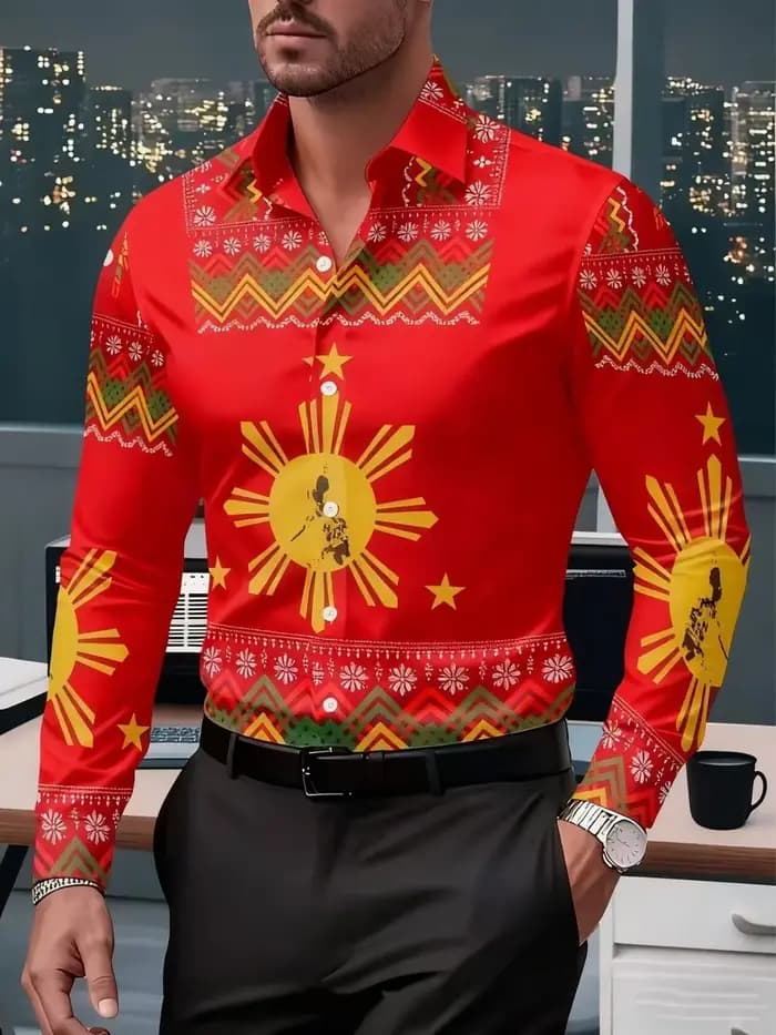 Chemise à manches longues pour hommes, décontractée, imprimée totem tribal, adaptée aux rassemblements d'affaires au bureau, offre spéciale, printemps et automne