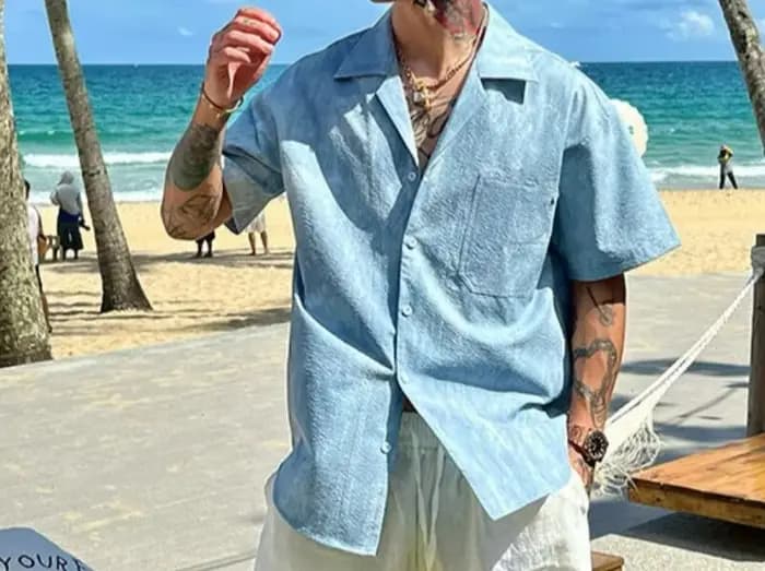 Chemise décontractée ample à manches courtes tie-dye pour homme
