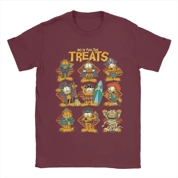 T-shirt à col rond en coton pour hommes et femmes, costumes d'Halloween Garfields, vêtements amusant