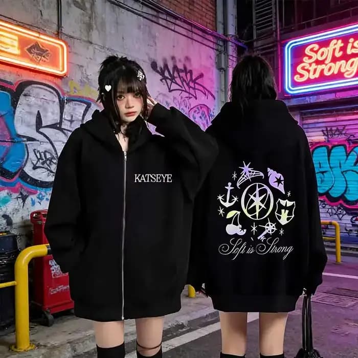 Katseye graphique survêtement vintage à capuche hommes femmes 2026 hauts polaire mode vêtements Hip Hop manteau veste zippée lâche streetwear