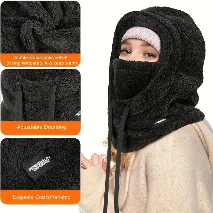 Casquette d'hiver en peluche d'hiver - Fermeture élastique à cordon