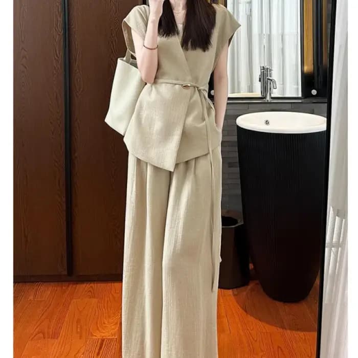 2025 nouveau Streetwear kaki femmes veste + tempérament pantalon 2 pièces ensemble japonais coréen élégant mode été