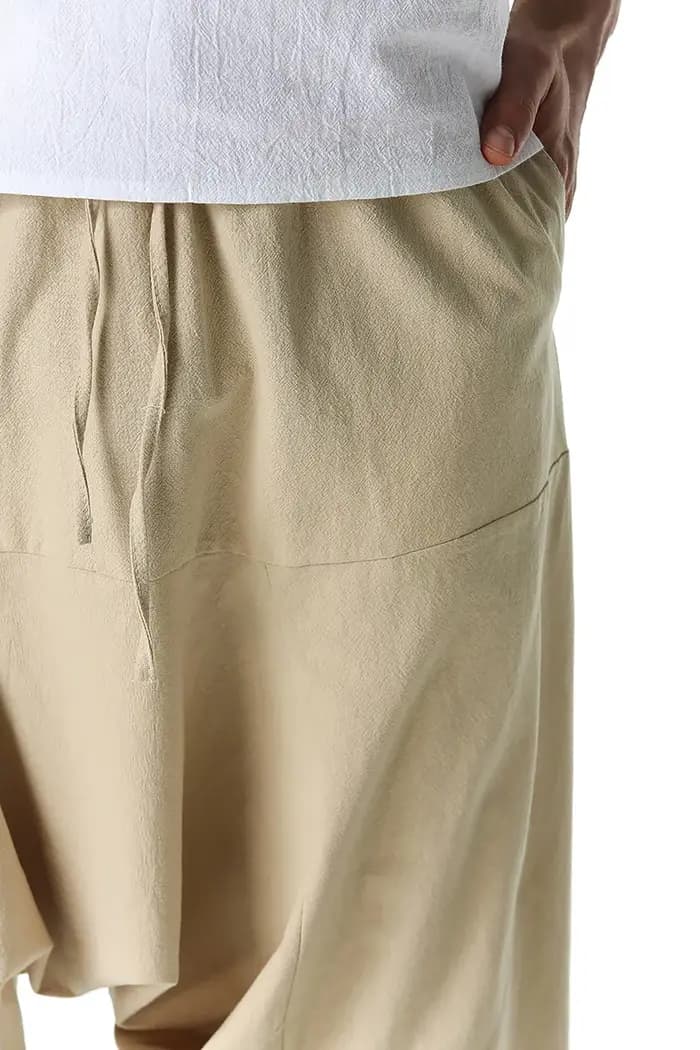 Ligne de coton Coton Lin Joggers Hommes Baggy Hippie Boho Gypsy Aladdin Cargo Homme Pantalon Yoga Sarouel Pantalon Cargo Homme 20210413-4