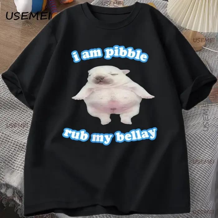 Bleu Pibble T-shirt drôle chien Meme T-shirt bébé bouledogue français Brainrot T-shirt idiot mignon