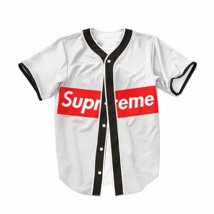 Maillot de baseball blanc style suprême imprimé 3D unisexe décontracté streetwear à manches courtes boutonné pour les