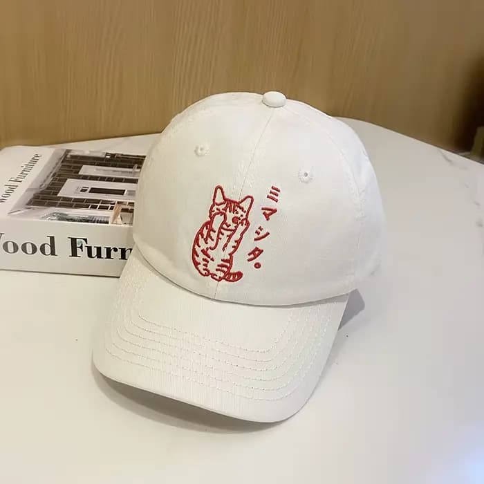 Casquette de baseball brodée de chat pour femme
