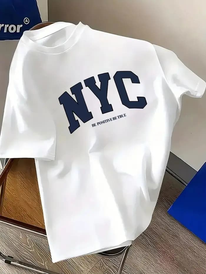T-shirt décontracté pour homme avec imprimé lettres NYC