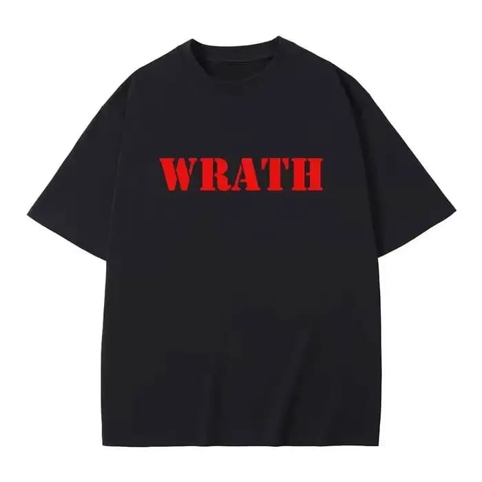 T-shirt humoristique avec logo Wrath Natural Selection, décontracté, surdimensionné, col rond, pour