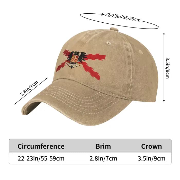 Casquette de baseball bordeaux à croix du drapeau espagnol