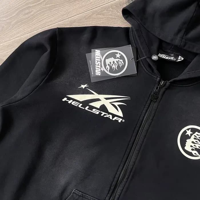 HS Sports Sweat à capuche zippé Big Logo Wash Cotton Zip Pull