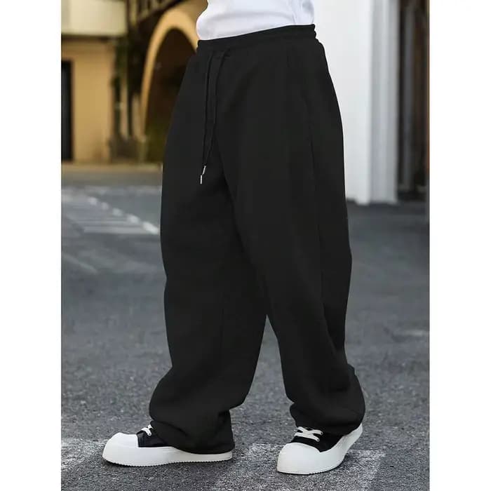 Pantalon de survêtement pour hommes, coupe ample, jambe droite, pantalon décontracté avec cordon de
