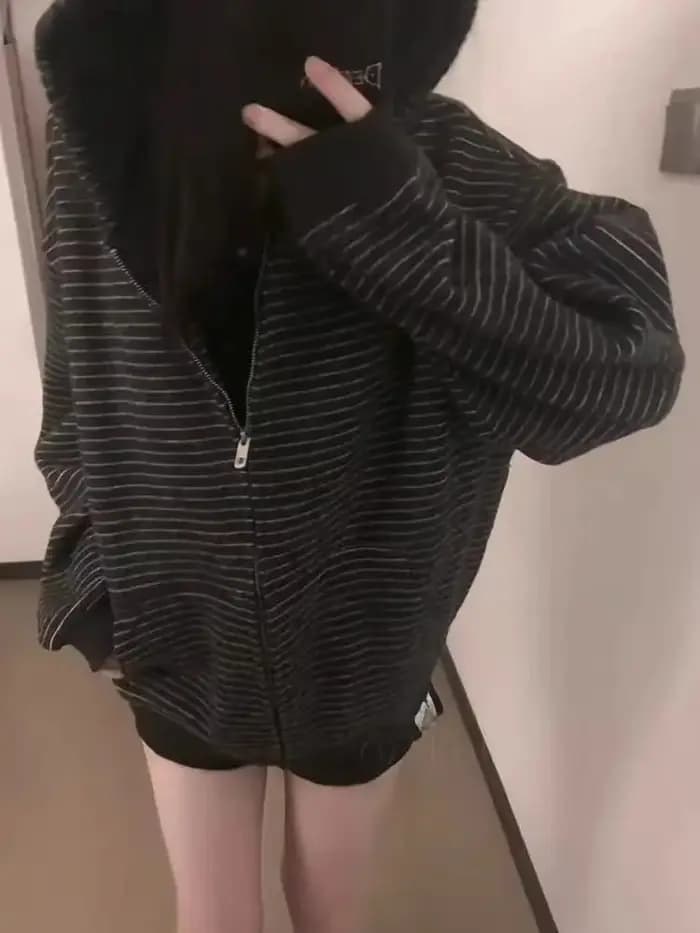 Sweat-shirt à capuche rayé Vintage pour femmes