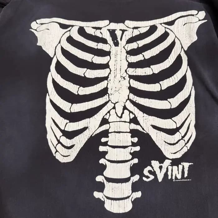 SAINT manches longues squelette col rond imprimé T-shirt ample hommes femmes T petit haut t-shirts