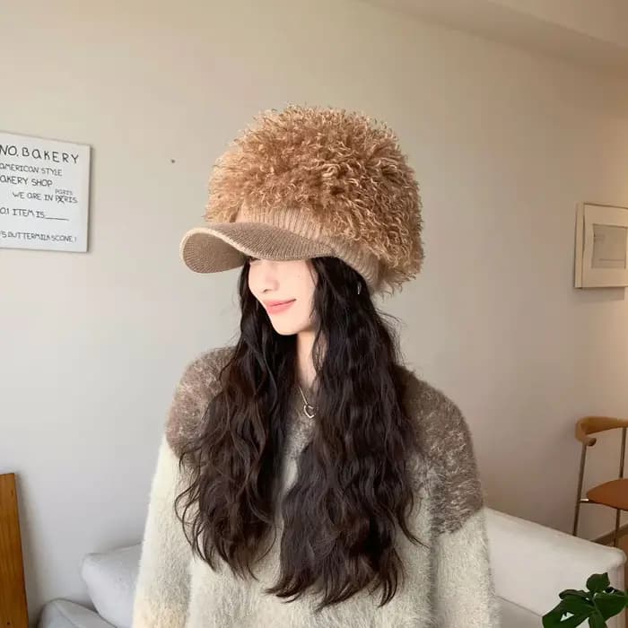 Casquette de Baseball avec perruque bouclée et moelleuse pour femmes et hommes