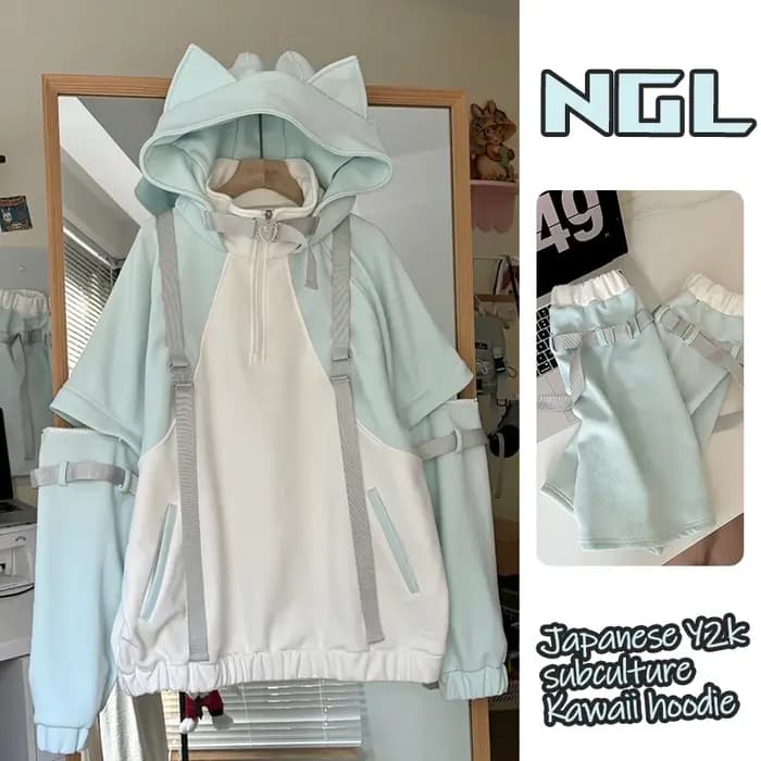 Sweats à capuche de fouet de conception de sous-culture japonaise pour femmes