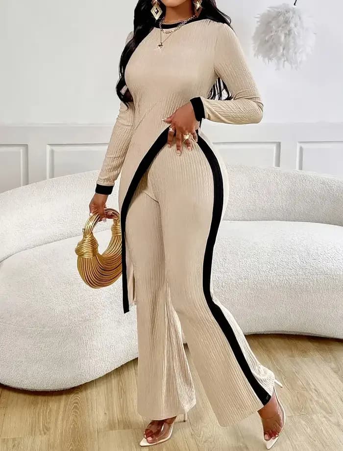 Ensemble haut et pantalon à ourlet asymétrique pour femmes