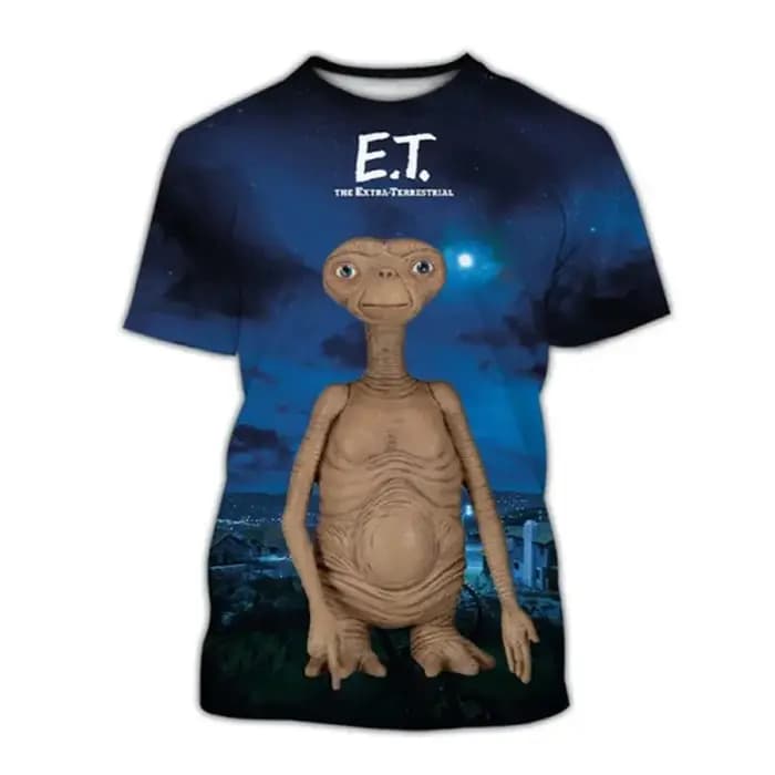 ET Le Extra-Terrestre impression 3D T-Shirts hommes femmes mode Streetwear surdimensionné à manches courtes t-shirt
