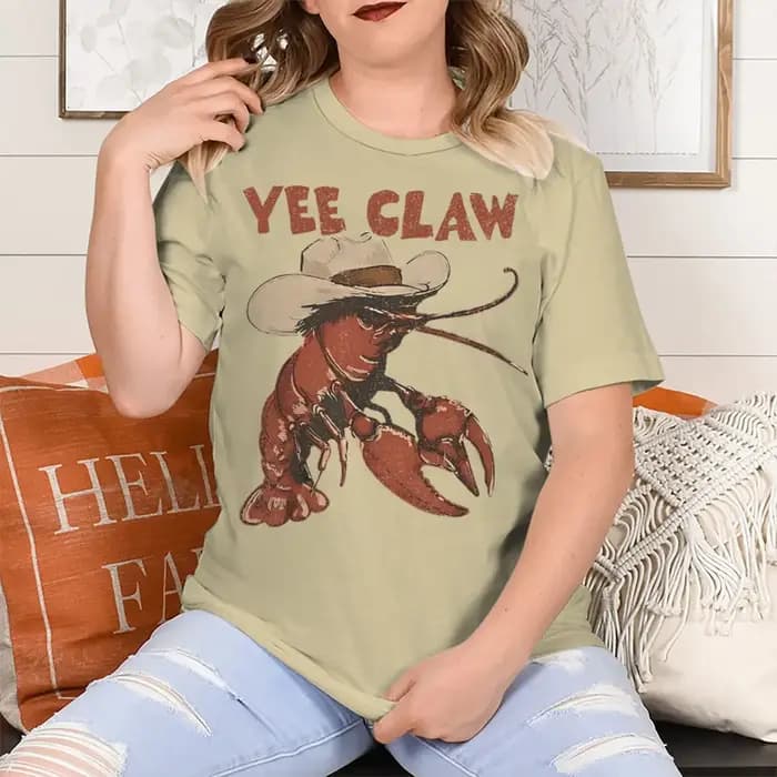 T-shirt unisexe tendance « Yee Claw » vintage à motif homard