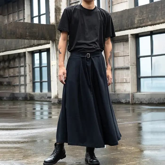 Streetwear japonais Baggy mode décontracté pantalon à jambes larges hommes Punk Hip Hop jupe
