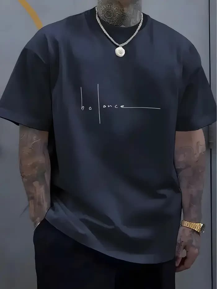T-shirt imprimé pour homme - 100% coton - Motif lettres