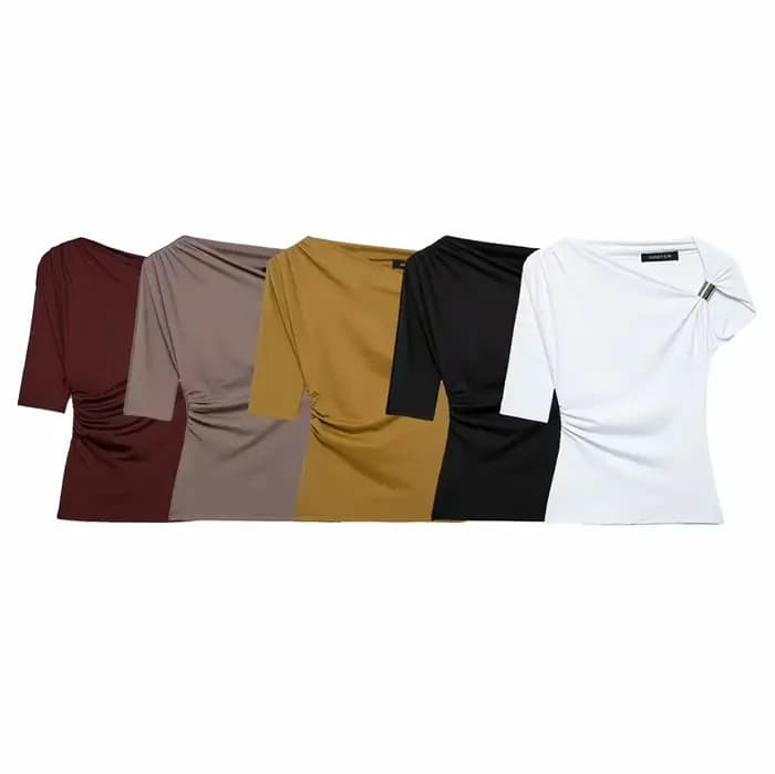 T-shirt en nylon asymétrique coupe ajustée