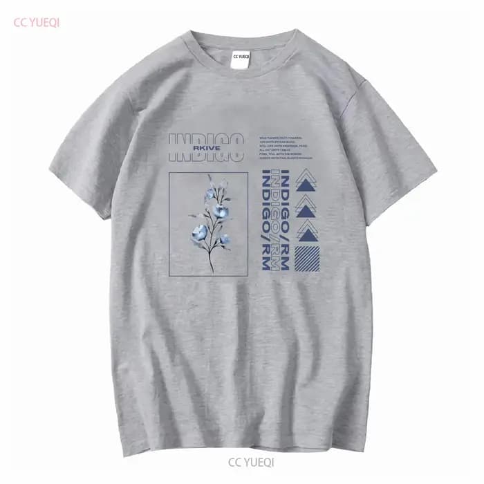 RM Indigo T-shirt manches longues ou courtes vintage Lavé Confortable Polyvalent Élégant streetwear homme vêtements de créateurs Unisexe