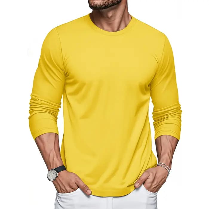 EKLENTSON T-shirts à manches longues pour hommes en coton col rond t-shirt décontracté évacuant l'humidité tissu doux vêtements toutes saisons pour le travail quotidien