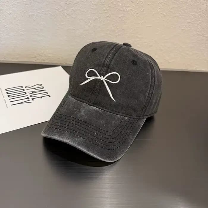 Casquette de Baseball brodée avec nœud doux pour femmes Y2K rose coréen lavé coton chapeau à visière