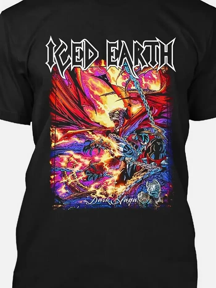 Ice Earth – T-Shirt manches courtes col ras du cou pour homme, vêtement rétro, avec image en métal l