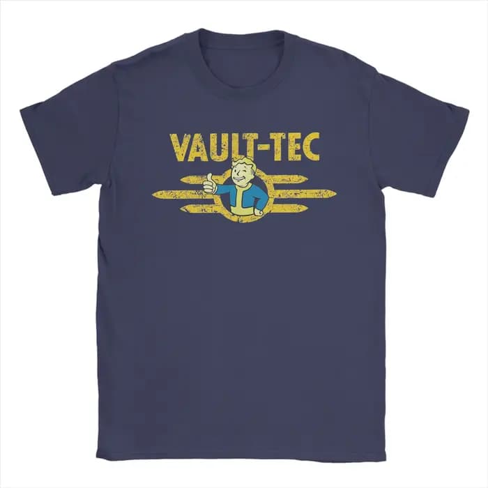 T-shirt Homme Distressed Vault-Tec 100% Coton Vêtements Loisirs Manches Courtes Col Rond Grande Tail