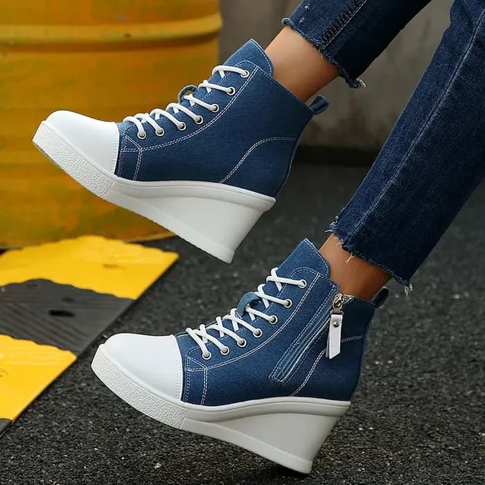 Baskets montantes à talons compensés pour femmes