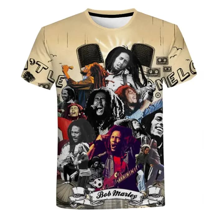 T-shirt unisexe à manches courtes Bob Marley Reggae Respzed pour hommes et femmes