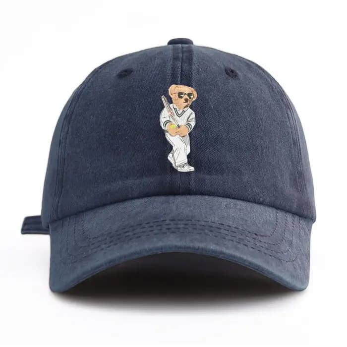 Casquette de baseball délavée à imprimé ours pour adultes, chapeau de papa réglable et doux, style r