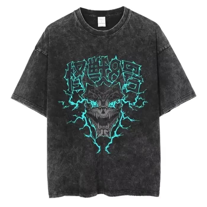 Anime Kaiju No 8 Cool graphique lavé à manches courtes col rond Y2k T-Shirt hommes vêtements nouveau dans les hauts et