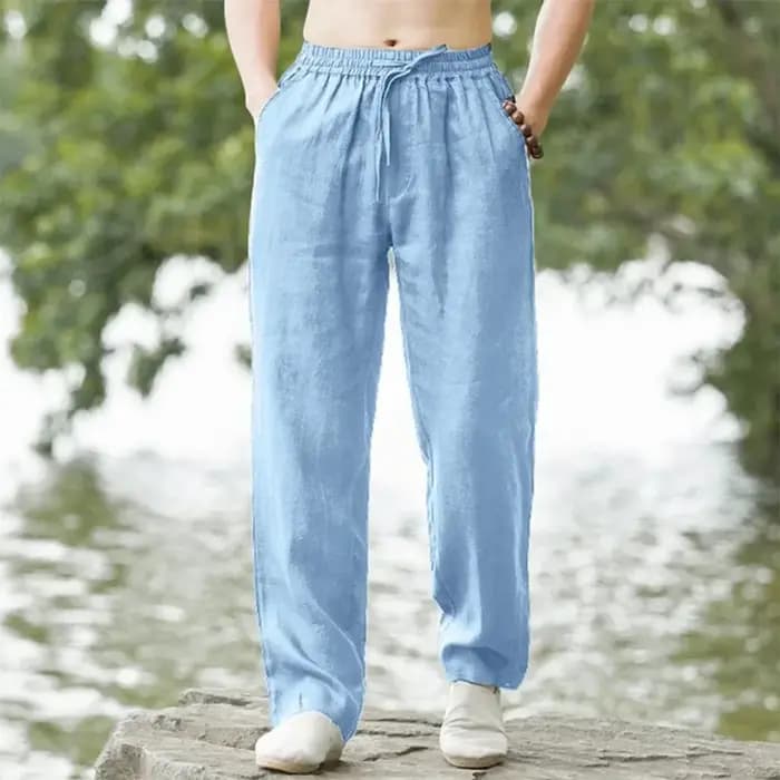Nouveaux pantalons de plage pour hommes Joggers mode coton lin