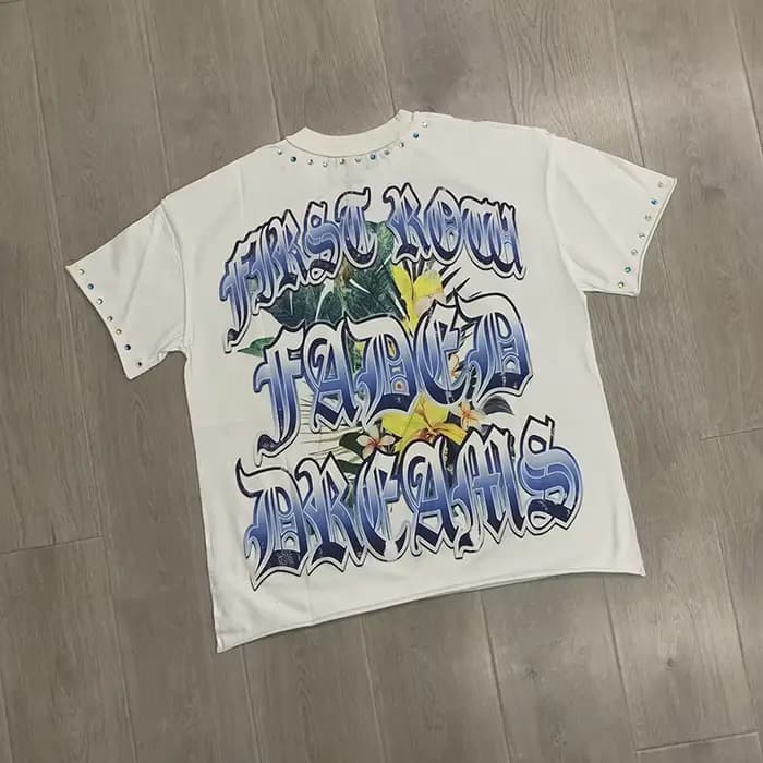 T-shirt coloré avec strass FIRST ROW pour hommes et femmes