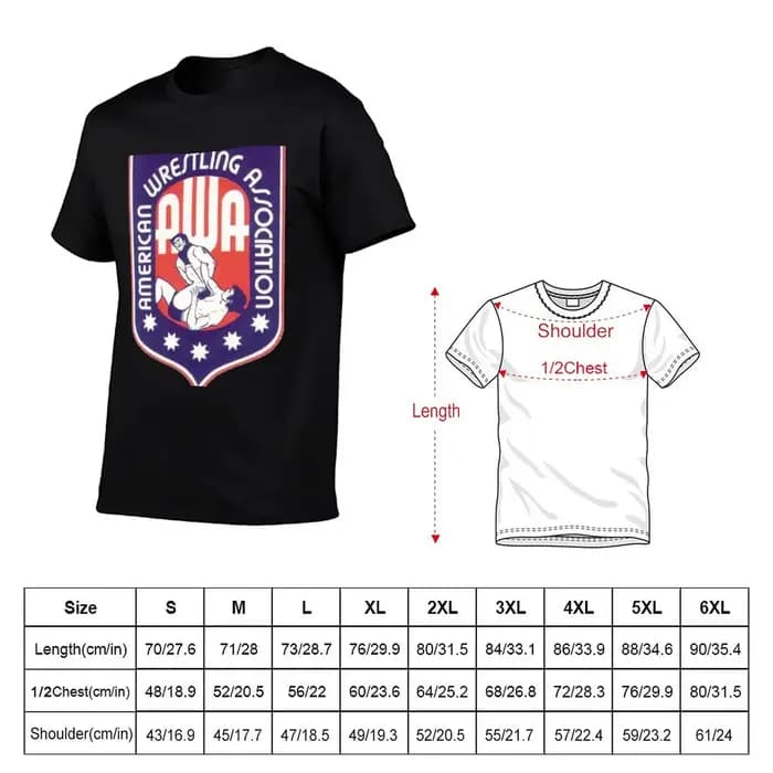 AWA - T-shirt de l'American Wrestling Association, t-shirt décontracté basique à manches courtes