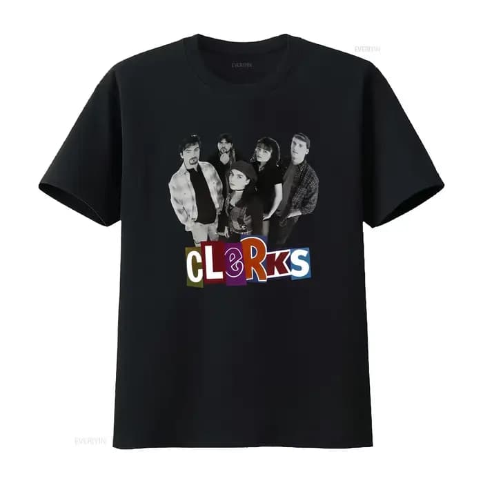 T-shirt Clerks Movie Cast pour un style décontracté vintage, streetwear délavé, extensible, polyvalent, respirant, pour tous les jours