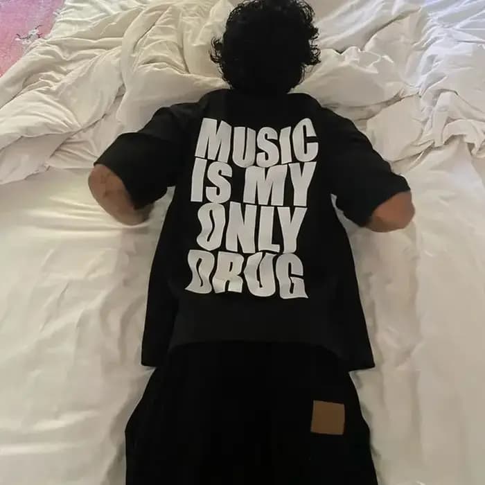 Alphabet Musicis mon seul médicament amusant anglais T-shirt à manches courtes été coton à manches c